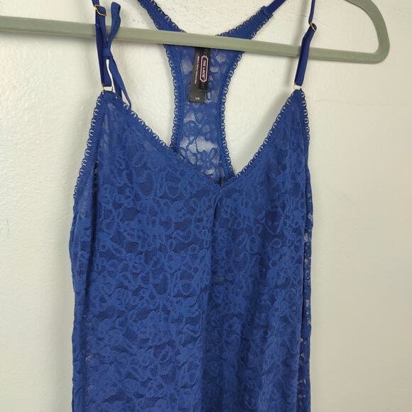 Victoria's Secret The Lacie Babydoll V-String Set Womens Large Navy Blue Lace - Picture 2 of 8